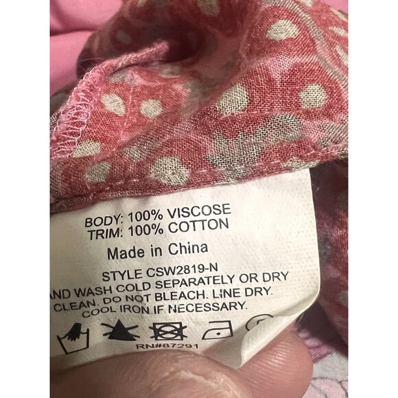 Johnny Was California Blouse Pink Button Up Floral Embroidered Oversized L - Picture 13 of 13